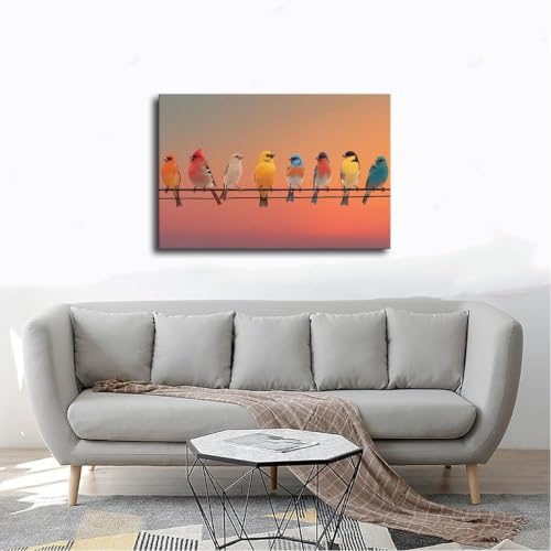 Impression oiseaux colorés toile décorative pour une ambiance douce - 4