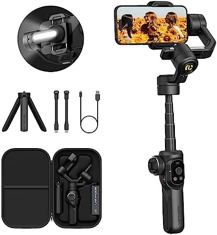 AOCHUAN Smart S2 Gimbal Stabilizer for Smartphone Professional Industry-Standard 3-Axis Phone Gimbal with Extendable Rod Microphone Fill Light Gimbal for iPhone and Android Vlogging TikTok YouTube