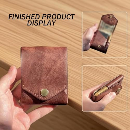 Vintage Handmade Leather Wallet, Compact Wallets for Cash, Leathers Business Card Holder, Men's Wallets Built-In Pen Slot(2*B)4