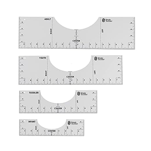 Simply Stocked Tshirt Ruler Guide for Vinyl Alignment - 4 Pcs of PVC T Shirt Rulers to Center Designs for Heat Press - 17.5, 16, 12 and 10 Inch Guides for T-Shirts of All Sizes (White)