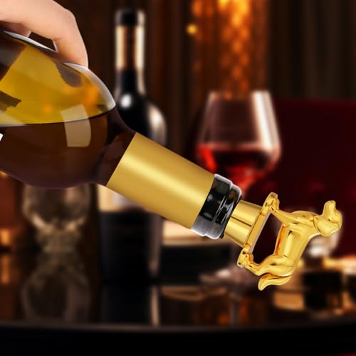 LKKCHER Golden Retriever Weinflaschenverschluss, Golden Retriever Geschenke, Geschenk für Hundebesitzer, Geburtstagsgeschenk Weingeschenke Weihnachten Geschenke für Männer Frauen Papa, Gold