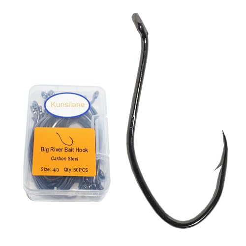 Image of Catfish Hooks Big River Bait Hook 8 /0 10 /0 High Carbon Steel Fishing Hook Saltwater Size Black Nickel