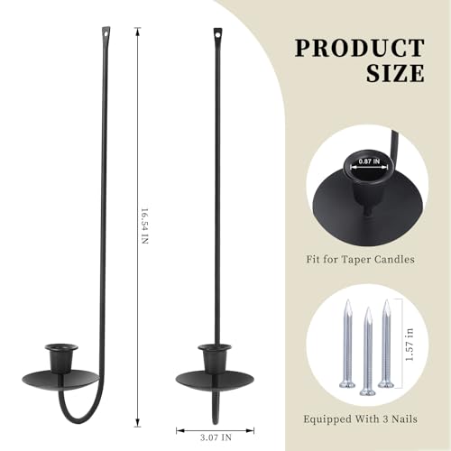 Batoslee BTS-10002001 Wall Candle Holder Set Of 2, Stylish Black Metal Wall Mount Candle Sconces, Modern Wall Decoration For Living Room thumb #1