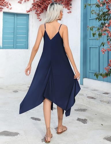 Image of Chigant Women's 2026 Summer Dress Casual Boho Sundress Spaghetti Strap Swimwear Cover Up Beach Flowy Midi Vacation Dresses