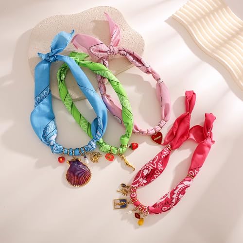 Women's Adjustable Scarf Necklace with Shell Pendant - Silk Blend Beach Jewelry for Layered Year-Round Wear3