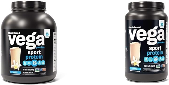 Premium Sport Protein Vanilla Protein Powder, Vegan, Non GMO & Premium Sport Protein Vanilla Protein Powder, Vegan, Non GMO