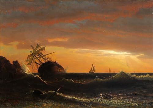 Póster Nave spiaggiata Albert Bierstadt cuadro pared vintage decoración clásica 60x90cm