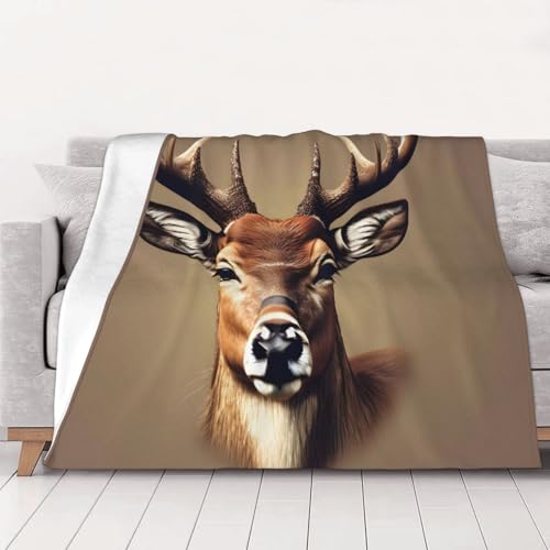 Couverture flanelle tête de cerf plaid lit canapé toutes saisons - 2