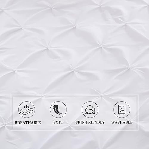 Precious Star Linen White Pinch Pleated Standard Size Pillow Shams Long-Staple Egyptian Cotton Hotel Class Bedding Set Of 2 Decorative Pillow Cover 20X26 Inch, Envelope Closure Soft & Cozy #TOP5