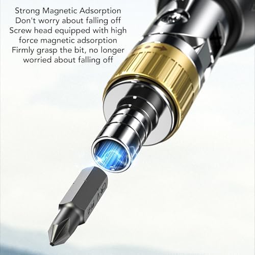 Fafeicy 14 in 1 Ratchet Set Multi Bit Ratcheting with 5 Sockets 9 Bits 180 Rotating Head Magnetic Tip for Home Car Repair Furniture Assembly