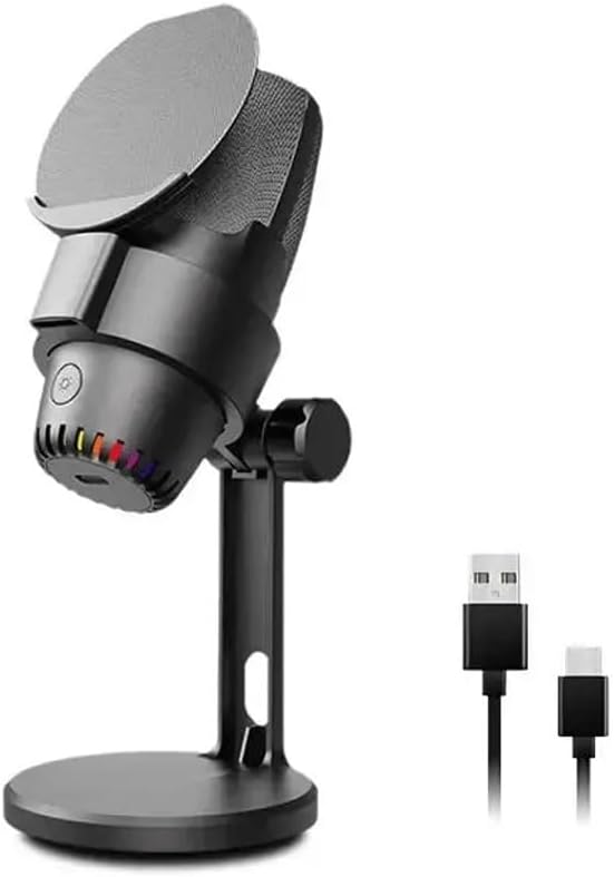 RGB Gaming Microphone Desktop Condenser Multi Function Gaming Mic for PC Computer Laptop Video