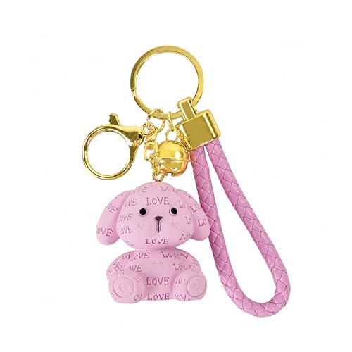 Image of Storite Bunny Keychain for Women & Girls, Cute Rabbit Bag Charm with Heart Pendant, Braided Strap & Bell, Fashion Key Ring for Handbags, Backpacks & Car Keys