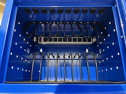 Workington 10-Device Wall Mounted Portable School Charging Cart Station With Velcro Cable Ties For Chromebook, Tablet And Laptop Computer With Power Strip Included 1002 Blue #TOP6