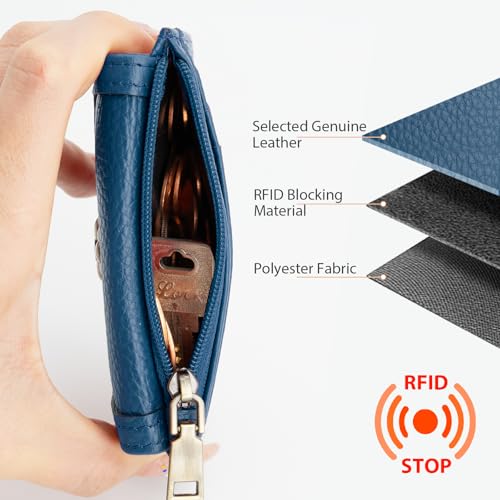 Image of XINNSTAR Card Case Slim Front Pocket Wallet for Women RFID Blocking Leather Credit Card Holder Trifold Small Wallets Woman with Zipper Coin Pocket