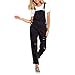Produktbild DOTBUY Damen Sommer Klassisch Jeans Jumpsuits, Retro Elegant Loch Hosen Latzhose Denim Lang Jeans Lässig Baggy Boyfriend Stylisch Overall Jumpsuit mit Taschen (S,Schwarz)