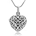 Chuvora 925 Sterling Silver Filigree Heart Shaped Designer Locket Pendant Necklace, 18 inches