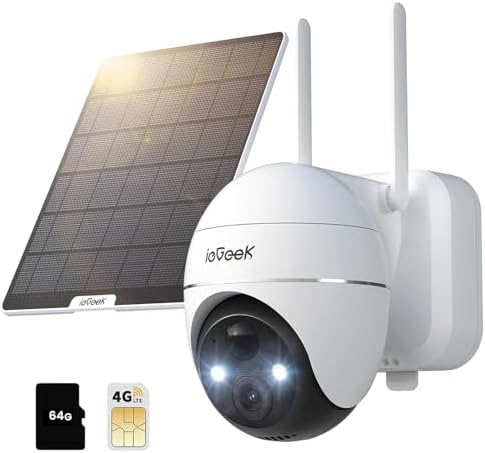 ieGeek 4G LTE Cellular Security Cameras Wireless Outdoor, 2K No W...