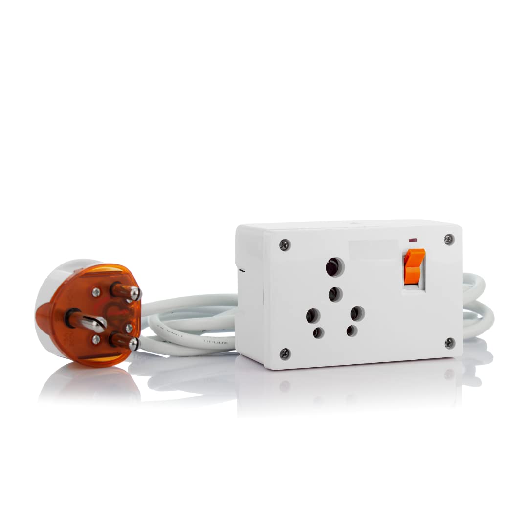 Hi-Plasst Extension PVC Board with Single 16a Socket and 32a MCB Switch for Short Circuit or Overload Protection with 2.5 Sq.mm,20meter Cable for Load Upto 3000w