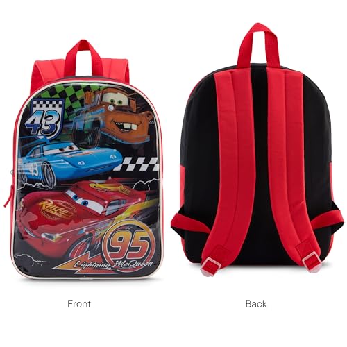 Disney Lightning McQueen Backpack for Kids - Cute & Durable Kids Backpack for Boys with Padded Straps & Zip Compartment - Ideal Toddler Bookbag for School & Travel - 15&rdquo;