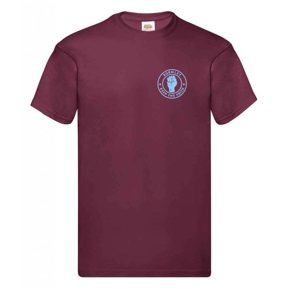Zappatee Men's Burgundy Burnley Keep The Faith T Shirt Large