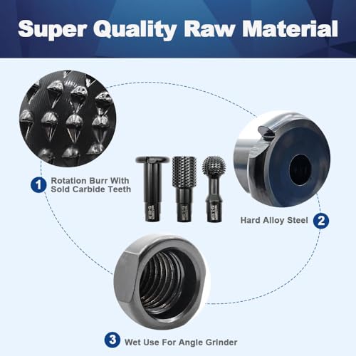 Image of Woodworking Rotary Burr Set - 3pcs Wood Carving Burrs Drill Bit Milling Tool Groving Cutter with 5 /8 inch-11 Thread for Carving Grinding Engraving Reaming Groving