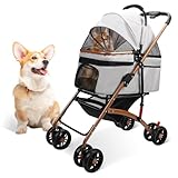 ペットカート 犬 猫 バギー 犬用ベビーカート 分離式 折りたたみ式 後輪ブレーキ付き フルオープン 前輪360° 耐荷重30kg バッグ付き