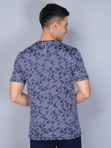 Image of TECHNOSPORT Men Polyester Regular Fit Half Sleeve Jacquard T-Shirt with Double Cool, Quick Dry & Anti Microbial for Sports, Running & Casual Use
