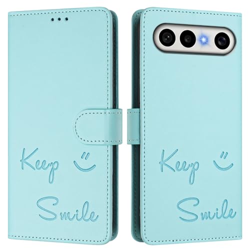 Funda tipo cartera para VIVO X300 FE/VIVO S50 Pro Mini 5G Domestic, funda de piel sintética con tapa en relieve, bloqueo RFID, soporte, cierre magnético y correa de muñeca. A01 verde