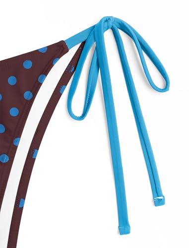 Image of ZAFUL Women's Polka Dot Bikini Set Double Layer Halter Swimsuit Colorblock Side Tie 2 Piece Bathing Suit