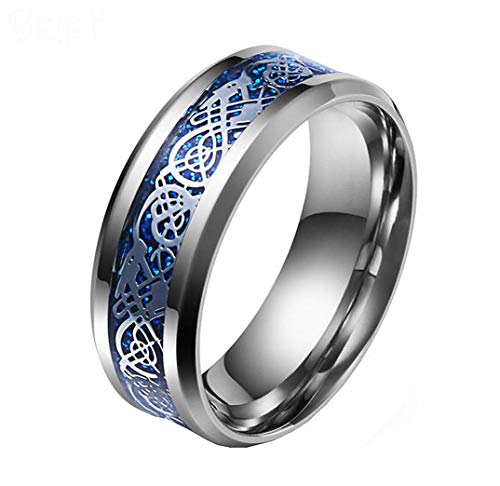 Image of HIJONES Unisex Carbide Fiber Celtic Dragon Spinner Ring Stainless Steel Wedding Spins Band
