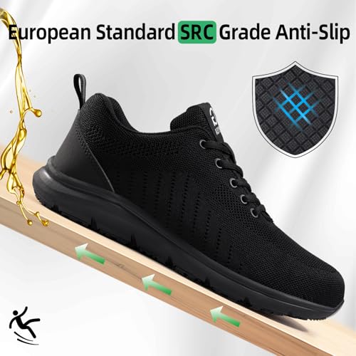 Image of Steel Toe Work Shoes for Men Lightweight Safety Shoes with Puncture Resistant Sole Comfortable Construction Industrial Work Shoe for Warehouse