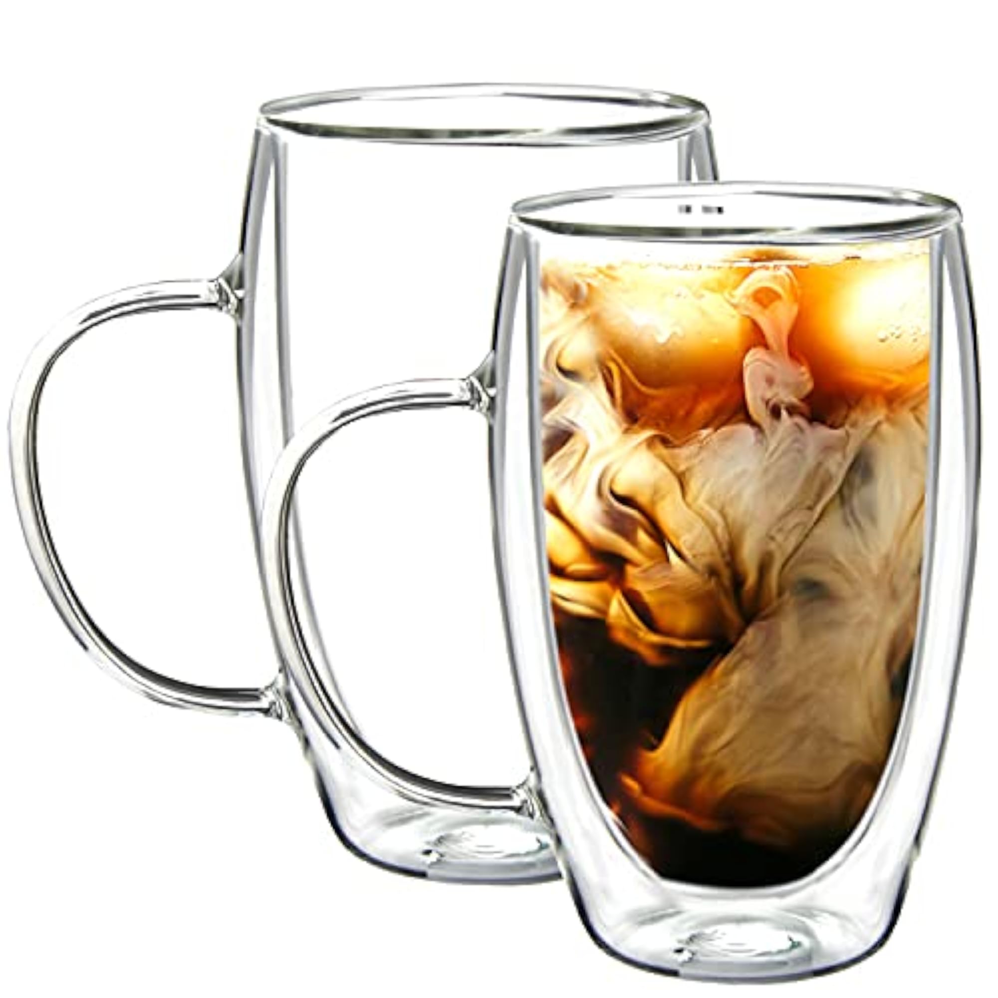 Glass Coffee Cups, Double Wall Thermo Insulated, Set of 2