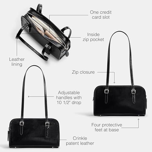 Coach Crinkle Patent Swing Zip Bag, LH/Black3