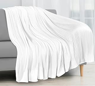 Crescent Textile Adult Cellular Blanket Pure 100% Organic Cotton Large Bed Throw Reversible Lightweight |Thermal Soft Traditional Cellular Blanket (White, Double 230 X 230cm)