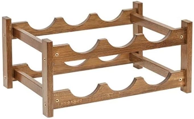 Rustic Wine Rack Wine Rack Free Standing Countertop Wine Shelf Household Stackable Natural Bamboo Wine Display Rack Wine Storage Racks (Color : 3-Tiers) (2 Tiers)
