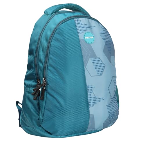 Image of Printed Backpack for School, Office & College | Polyester Turquoise Tuition Case for Adults| Comfortable Bags for Girls & Boys | Carry-On with Bottle Holder Pocket - 2 Main Compartments