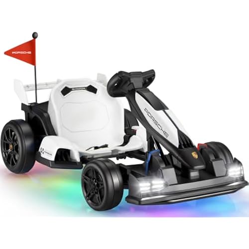 36V Electric Go Kart for Kids, Licensed Porsche Drift Kart, White