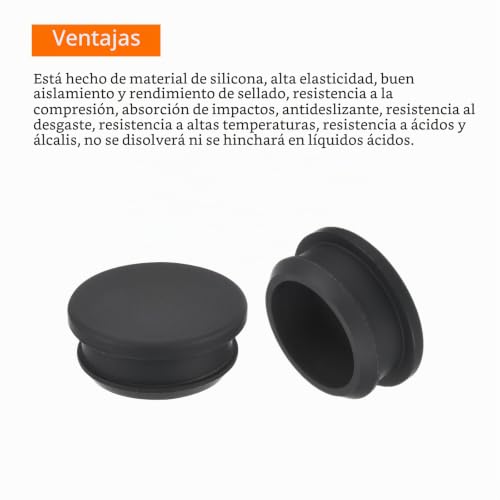 Miniatura 4 de Quarkzman 2pcs Tapones De Cierre De Silicona, 32.6mm Tapón Para Agujeros Silentblock Cubierta De Sellado Tapa Ciego Tipo Empotrado Redondo Para Estantes Armarios Gabinete Muebles, Negro