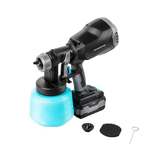 Cecotec Pistola de Pintura sin Cables CecoRaptor Color 4020 Ultra. Batería 20V y 4000mAh, Depósito 1000 ml, Flujo de Pintura 700ml/min, 2 Boquillas Intercambiables de 1,80mm y 2,6mm