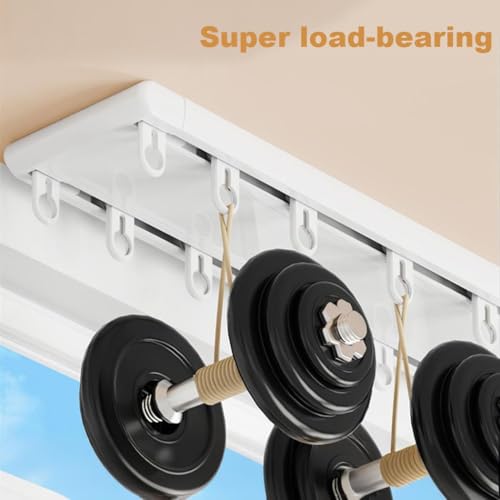 Support de plafond réglable en aluminium pour rideaux, rail coulissant à 2 canaux dissimulés pour un fonctionnement fluide, parfait pour une utilisation à la maison et au bureau