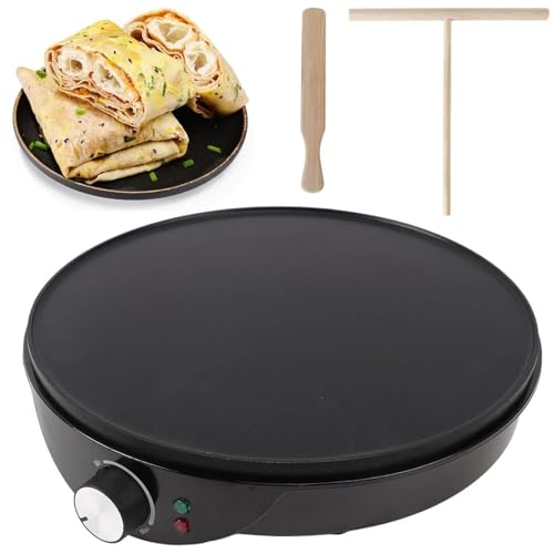 Fabricante De Panqueques Eléctricos Y Creador De Crepe, Superficie De Cocción Extra Grande De 12 Pulgadas, No Palo, Fácil Limpieza | Incluye Utensilios, Panqueques, Crepes