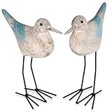 LaLamona Sea Birds Statues Coastal Decor, Wooden Seagull Sculptures Decor for Home Nautical Coastal Beach Ocean Tables Rooms Display, 2pcs