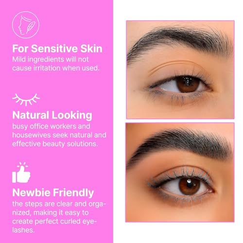 Korean Lash Lift Kit - 5 Sets At Home Eyelash Perm Kit with Upgraded Glue, Eyelash Lift Kit, DIY Lash Perm Easy for Beginner & Professional, Semi Permanent Perming Wave Suitable For Salon & Home