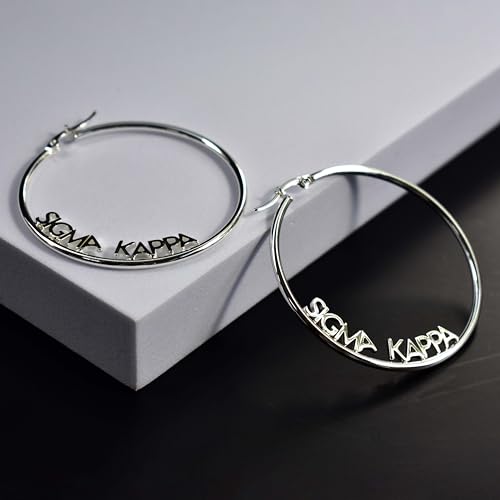 Sorority Shop Alpha Chi Omega- Hoop Silver-Plated Dainty Earrings for Women -Alpha Chi Omega Jewelry with Ideal 2" Diameter Hoops - Alpha Chi Omega Gifts4