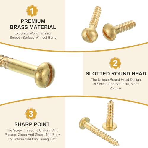 Tornillos para madera MECCANIXITY, M4 x 32 mm, latón, cabeza redonda ranurada, autorroscantes rápidos, paquete de 18 miniatura 3