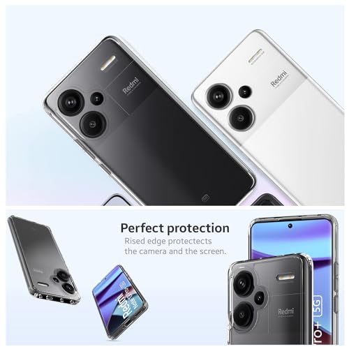 Image of KAPAVER Hybrid Crystal Clear Back Cover Case for Redmi Note 13 Pro Plus| Protective Shockproof Hard PC Soft Flexible TPU Cover