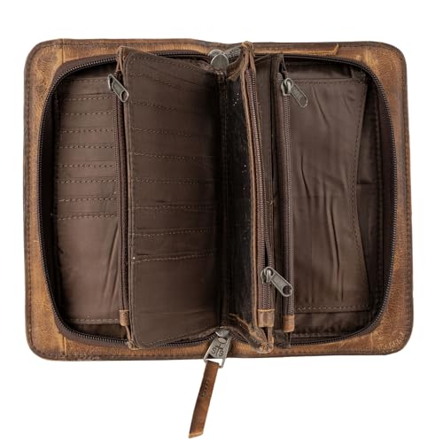 STS Ranchwear Vaquero Evie Organizer STS-34153 Western Zippered Leather Crossbody Wallet w/ 24 Card Slots, Cowhide/Tan 5
