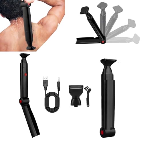 Rasoio Per La Schiena Da Uomo Con Testine Di Rasatura Pieghevoli, Epilatore...