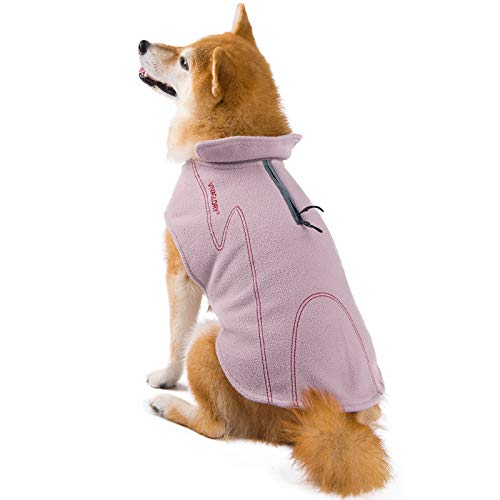 VIVAGLORY Cozywrap Wintermantel Hund, Hundejacke mit Geschirr Öffnung, Fleecejacke Hund Hundejacke, Reflektierend & Verstellbar Fleece Softshell, M, Rosa
