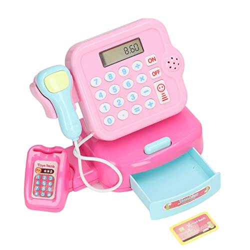 Fdit Juguete de Aprendizaje de Caja Registradora, Juguete Electrónico con Luz de Sonido Educativo para Tienda Infantil, Juego de Simulación con Tarjeta Bancaria y Accesorios, Elección